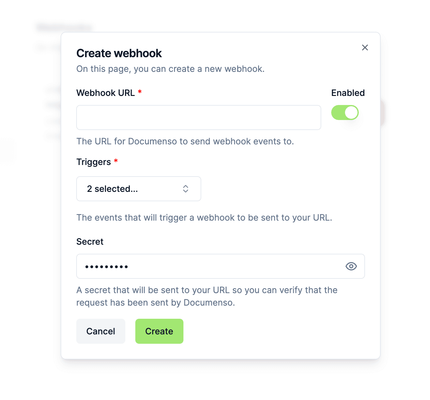 Webhooks UI